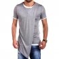 M-2XL Short Sleeve Irregular Capes Shirts Men O-Neck Patchwork Black Gray Blue Cloak T Shirt Youth 2
