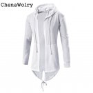 Casual Winter Long Sleeve Slim Fit Men Fashion Autumn Winter Medium Hooded Cardigan Cloak Coat Top B