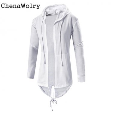 Casual Winter Long Sleeve Slim Fit Men Fashion Autumn Winter Medium Hooded Cardigan Cloak Coat Top B