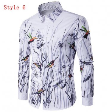 Autumn Spring New Fashion 3D Splash Ink Printed Long Sleeve Shirts Men camisa Male Slim Fit Shirt Hi