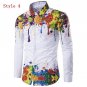 Autumn Spring New Fashion 3D Splash Ink Printed Long Sleeve Shirts Men camisa Male Slim Fit Shirt Hi