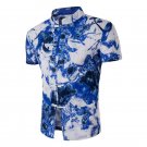 2017 Summer New Fashion Flower Printed Short Sleeve Shirts Men Camisa Male Slim Flower Shirts Vintag