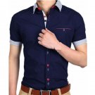 New Arrival Summer Solid Color Casual Shirts Brand clothing Short Sleeve Lapel Neck Slim Fit Men Dre