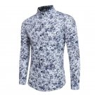 2017 Autumn Spring Men Fashion Floral Long Sleeve Shirt Casual Slim Fit Multi Colors Mens Retro Shir