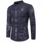 2017 Autumn Mens Denim Shirts Decorative Pockets Blue Color Brand Clothing Man\'s Long Sleeve Slim F