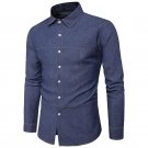2017 Brand Clothing New Men Denim Shirts Long Sleeve Lapel Neck Camisa Masculina Cotton Dress Shirt 