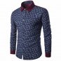 Autumn Spring Men Casual Shirts Fashion Long Sleeve Brand Printed Button-Up Slim Formal Business Flo