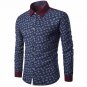 Autumn Spring Men Casual Shirts Fashion Long Sleeve Brand Printed Button-Up Slim Formal Business Flo