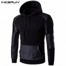 2017 Autumn Spring Hooded Sweatshirt Men Hoodie Pullover Casual Hip hop Leather Patchwork Sportswear