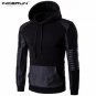 2017 Autumn Spring Hooded Sweatshirt Men Hoodie Pullover Casual Hip hop Leather Patchwork Sportswear