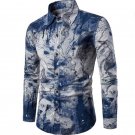 2017 Autumn Men Long Sleeve Shirt Plus Size Fashion Lapel Casual Slim Fit Dress Shirt Printed Hawaii
