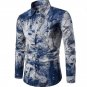 2017 Autumn Men Long Sleeve Shirt Plus Size Fashion Lapel Casual Slim Fit Dress Shirt Printed Hawaii