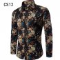 2017 Autumn Men Long Sleeve Shirt Plus Size Fashion Lapel Casual Slim Fit Dress Shirt Printed Hawaii