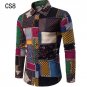 2017 Autumn Men Long Sleeve Shirt Plus Size Fashion Lapel Casual Slim Fit Dress Shirt Printed Hawaii