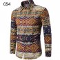 2017 Autumn Men Long Sleeve Shirt Plus Size Fashion Lapel Casual Slim Fit Dress Shirt Printed Hawaii