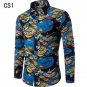 2017 Autumn Men Long Sleeve Shirt Plus Size Fashion Lapel Casual Slim Fit Dress Shirt Printed Hawaii
