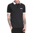 2017 New Arrival Polka Dot Print Shirt Men Fashion Turn Down Collar Short Sleeve Summer Tops Tees  S