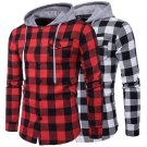 Winter Fall Men Plaid Shirt Camisas 2017 New Arrival Mens Long-sleeved Hooded Shirt Male Cotton Deni