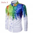 Autumn Spring 3D Ink Printed Men Shirts Long Sleeve Casual Hip Pop Slim Fit Fashion Dress Shirts Mal