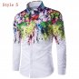 Autumn Spring 3D Ink Printed Men Shirts Long Sleeve Casual Hip Pop Slim Fit Fashion Dress Shirts Mal
