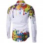 Autumn Spring 3D Ink Printed Men Shirts Long Sleeve Casual Hip Pop Slim Fit Fashion Dress Shirts Mal