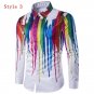 Autumn Spring 3D Ink Printed Men Shirts Long Sleeve Casual Hip Pop Slim Fit Fashion Dress Shirts Mal