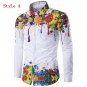 Autumn Spring 3D Ink Printed Men Shirts Long Sleeve Casual Hip Pop Slim Fit Fashion Dress Shirts Mal