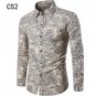 New Autumn Men Long Sleeve Shirt Plus Size Fashion Lapel Casual Dress Shirt Printed Hawaiian Shirt C