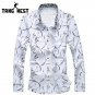 TANGNEST 2017 Spring Long-sleeved Men Shirt Casual Big Size Chemise Homme Fashion Printing Single Br