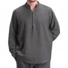 Tee Shirts Tops Men Basic Pullovers Tshirts Cotton Line Long Sleeve Stand Collar Casual Solid T-Shir