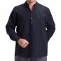 Tee Shirts Tops Men Basic Pullovers Tshirts Cotton Line Long Sleeve Stand Collar Casual Solid T-Shir