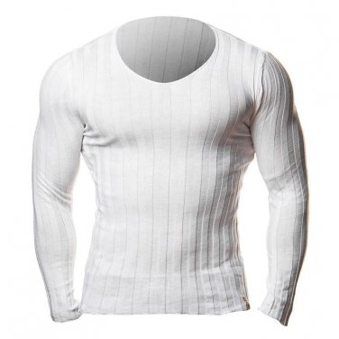 Knitted Tshirt Men Slim Fit Sweater Casual Tee Shirt Pullover V Neck Knitting T-shirt Fashion Solid 