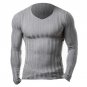 Knitted Tshirt Men Slim Fit Sweater Casual Tee Shirt Pullover V Neck Knitting T-shirt Fashion Solid