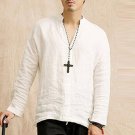 Men Tshirt Long Sleeve Solid Tee Shirts Autumn Spring Cotton Linen Fashion Loose Casual Leisure T-sh