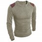 Autumn Spring Fashion Classic Solid Sweater O-Neck Leather Stitching Slim Fit Knitting Men\'s Sweate