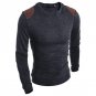Autumn Spring Fashion Classic Solid Sweater O-Neck Leather Stitching Slim Fit Knitting Men\'s Sweate