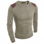 Autumn Spring Fashion Classic Solid Sweater O-Neck Leather Stitching Slim Fit Knitting Men\'s Sweate