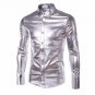 2017 New Shiny Tops Men\'s Long Sleeve Lapel Neck Stage Dance Party Wear Luxury Dress Shirts Men Cas