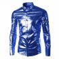 2017 New Shiny Tops Men\'s Long Sleeve Lapel Neck Stage Dance Party Wear Luxury Dress Shirts Men Cas