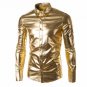 2017 New Shiny Tops Men\'s Long Sleeve Lapel Neck Stage Dance Party Wear Luxury Dress Shirts Men Cas