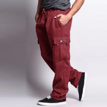Winter Velvet Sweatpants Men Thick Track Pants Casual Baggy Fleece Lined Tracksuit Trousers Jogger C