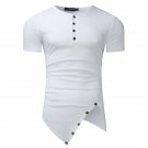 2017 Summer Men Tee Shirt Short Sleeve Plus Size Cotton Sweatshirt Irregular Hem Buttons Tshirt Slim
