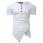 2017 Summer Men Tee Shirt Short Sleeve Plus Size Cotton Sweatshirt Irregular Hem Buttons Tshirt Slim