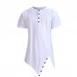 2017 Summer Men Tee Shirt Short Sleeve Plus Size Cotton Sweatshirt Irregular Hem Buttons Tshirt Slim