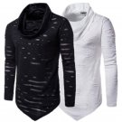 2017 Male Tops T-shirts Fashion Brand Muscle Men Turtle Neck Long Sleeve T Shirt Street Hip Hop Asym