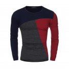 2017 New Arrive Mens T-Shirts Fashion O-Neck Casual Long Sleeve T-Shirt Basic Top Color Block Brand 