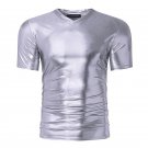 2017 Summer Mens Fashion Tee Shirt Short Sleeve V Neck Solid Color T-Shirt Gilt Cloth Fitness Casual