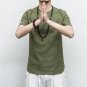 2017 New Summer Men\'s Linen T-shirts Chinese Style Mens T Shirt Short Sleeve Tie Neck Solid Color