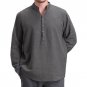 2018 Tee Shirts Tops Men Basic Pullover Tshirts Cotton Line Long Sleeve Stand Collar Buttons Leisure