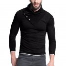 2017 New Mens Casual T-Shirts Tops Tee Shirt Homme Pile Collar Long Sleeve Slim Fit Men\'s T Shirt F